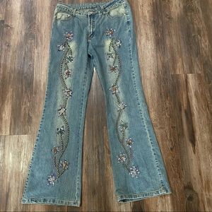 AZI Jeans Size 30 Embellished Beaded Flare Jeans.